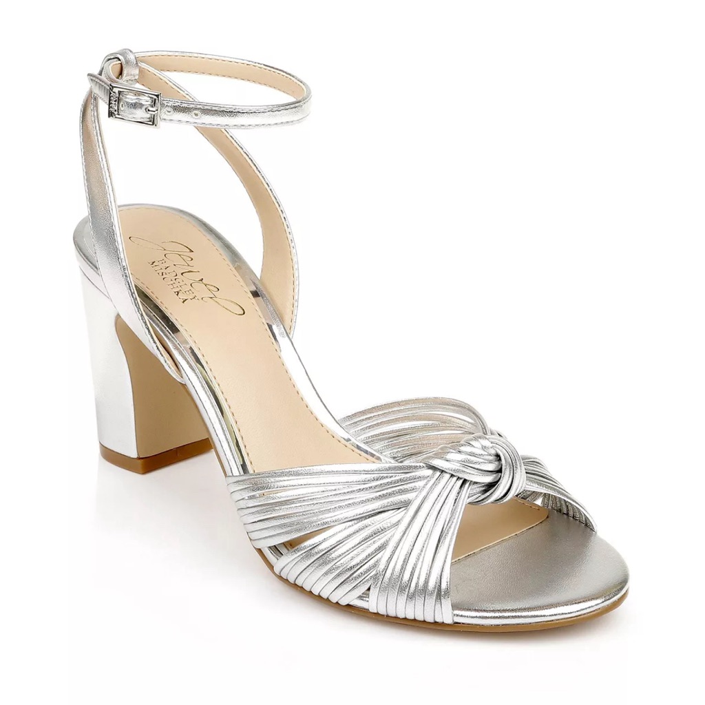 Jewel Badgley Mischka Women's Christen Knot Detail Block Heel Evening Sandals
